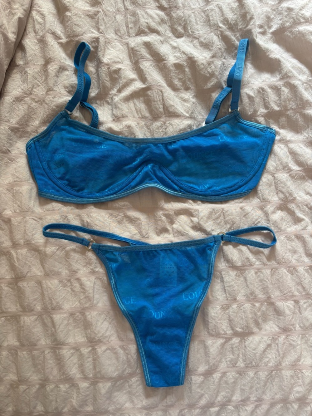 Lounge Blue Sheer bralette and thong set - Women’s Intimates